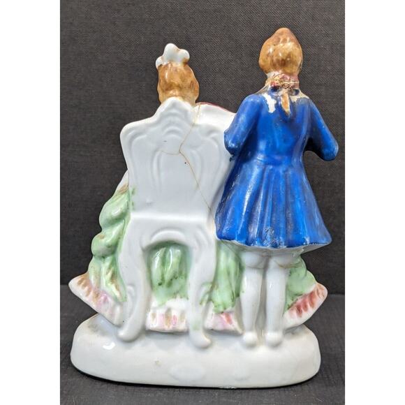 Victorian Figurine Courting Couple VTG Hadson Porcelain Occupied Japan **Crack** - Picture 6 of 11